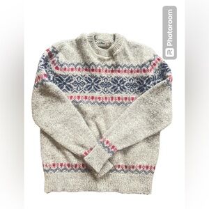 Vintage LL Bean Fair Isle Sweater grey /blue / red tag size XL